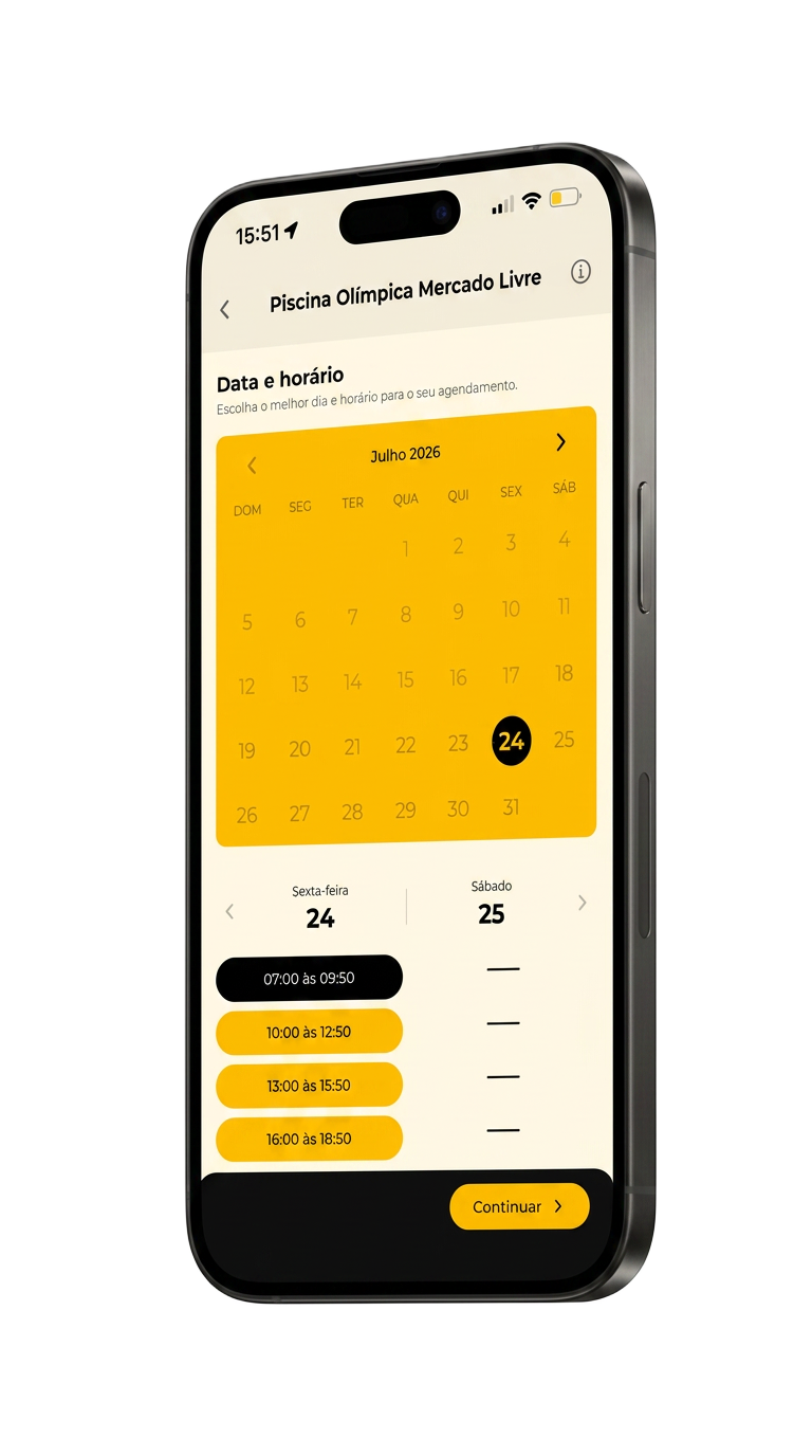 Placeholder — tela de agendamento do aplicativo Mercado Livre Arena Pacaembu